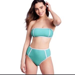 NWT- Kona Sol- blue and white terry cloth bikini- Size 1X (16-18)